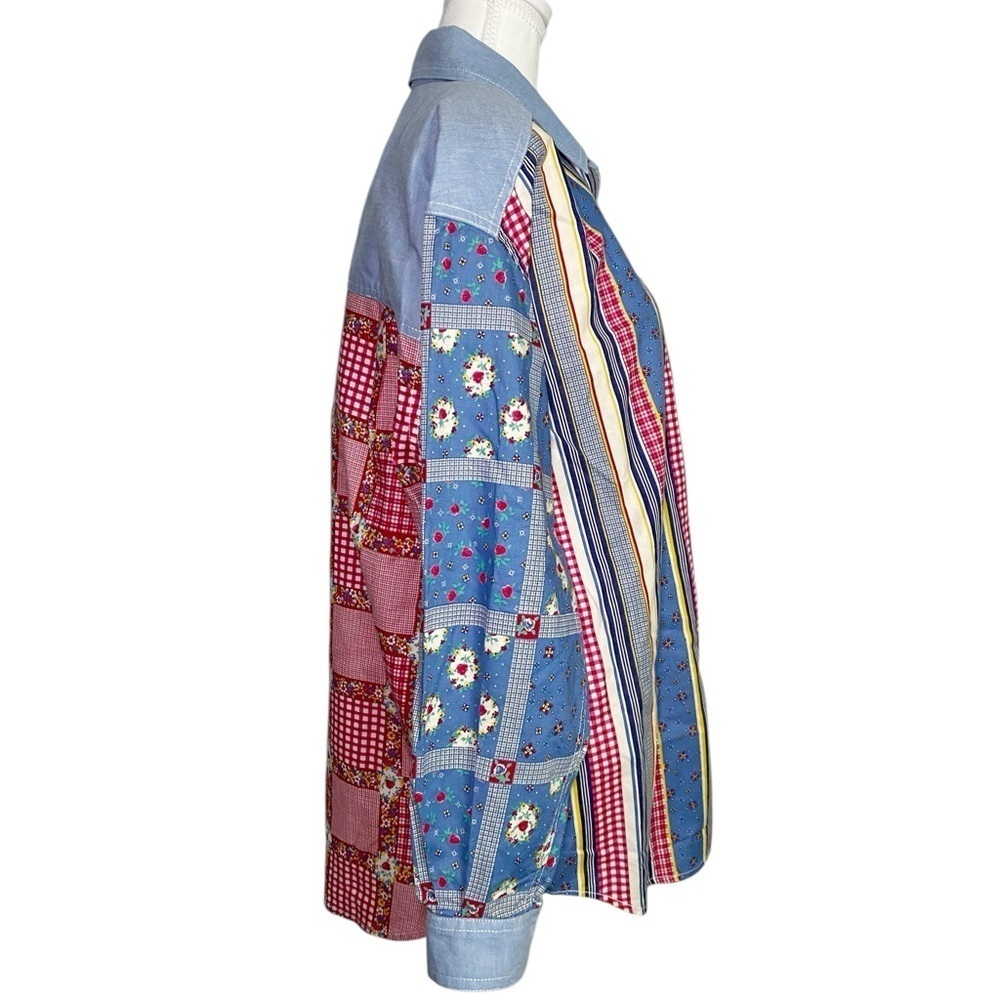 LizWear Vintage Colorful Multi Pattern Button Down Shirt with Pearl Snaps - Picture 3 of 16